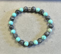 Black Labradorite and Howlite Turquoise – Handmade Gemstone Stretch Bracelet