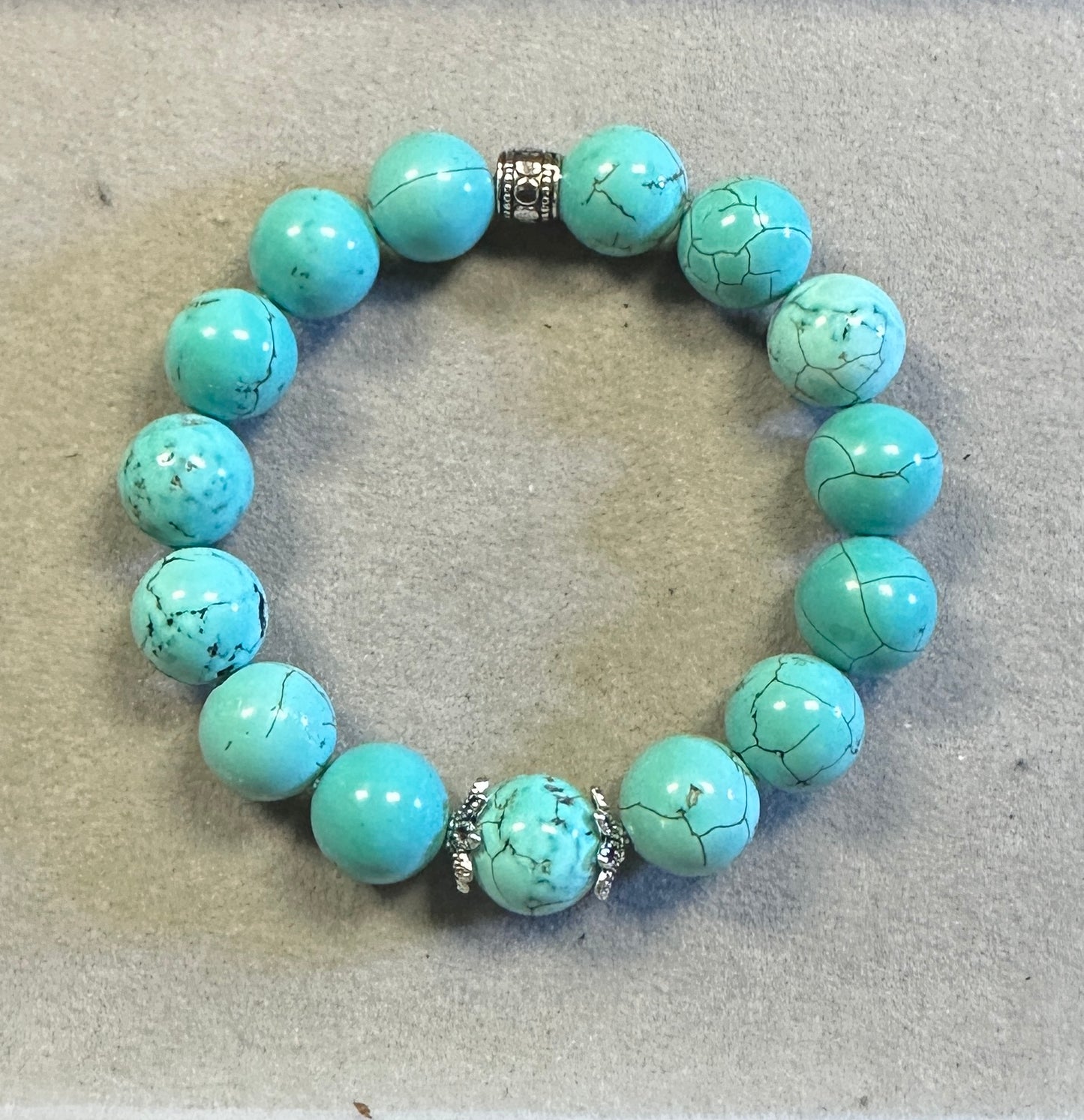 Chunky Howlite Turquoise 12mm Handmade Stretchy Bracelet