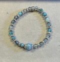 Blue Dragon Vein Agate with Tibetan Silver Spacer Stretchy