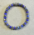 Black Labradorite with Blue Glass Spacer Handmade Natural Gemstone Stretchy