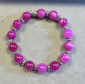 Pink Tourmaline 10mm with Tibetan Silver Space - Handmade Gemstone Jewelry Collection