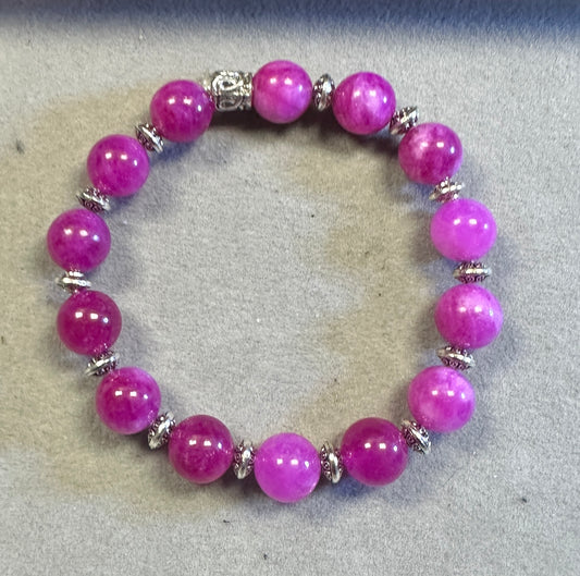 Pink Tourmaline 10mm with Tibetan Silver Space - Handmade Gemstone Jewelry Collection