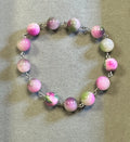 Pink Tourmaline Persian Jade Wire Wrap Bracelet 10mm Gemstone Bead